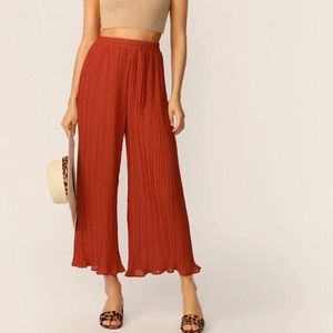 SHEIN Elastic Waist Wide Leg Pleated Pants XS NWT